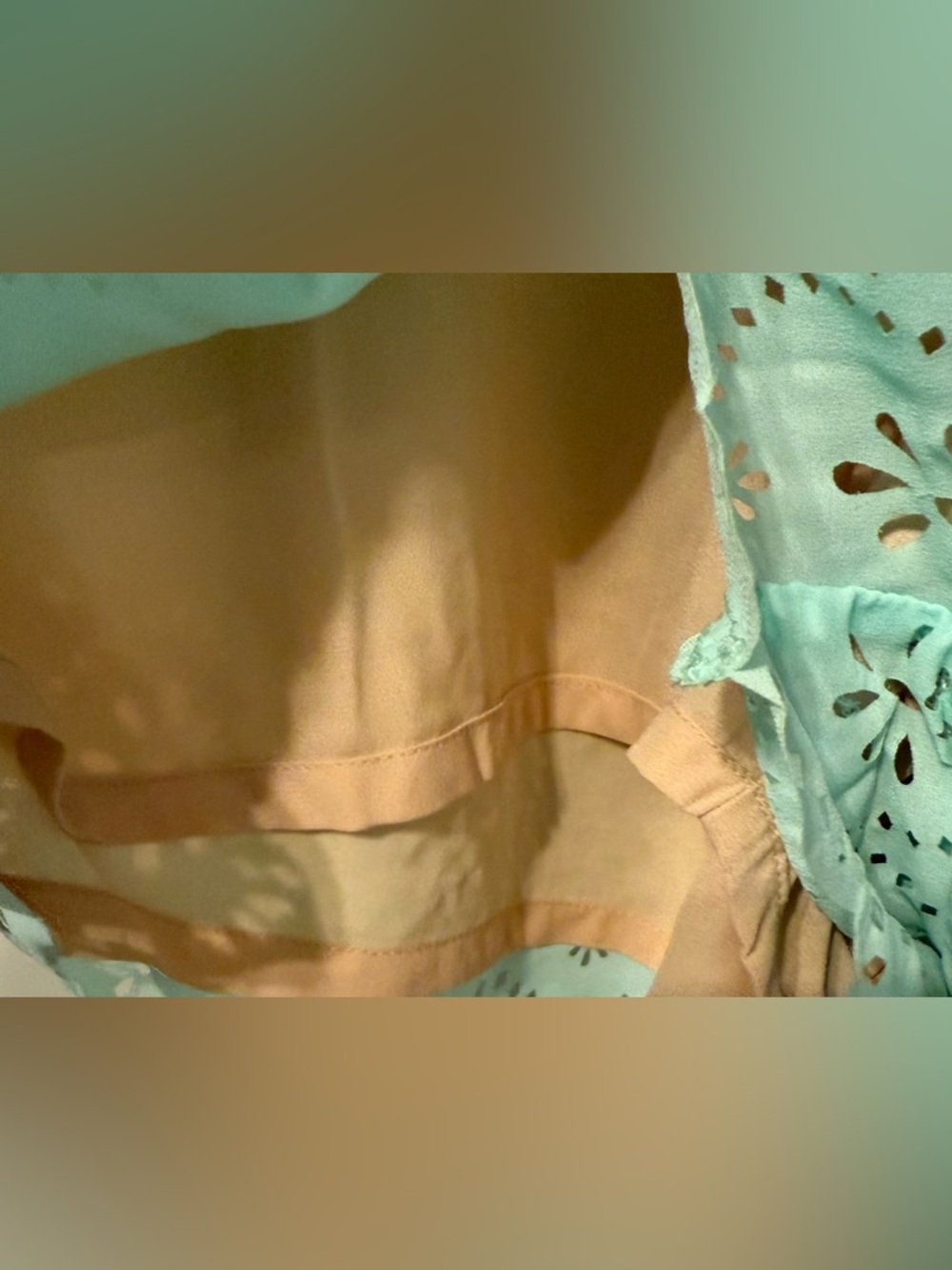 Freestyle Revolution Light Aqua Eyelet Scallop-Hem Women's Shorts - Picture 5 of 7